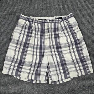 Daniel Cremieux Collection Mens‎ Plaid Shorts Navy Blue White Cotton Size 35